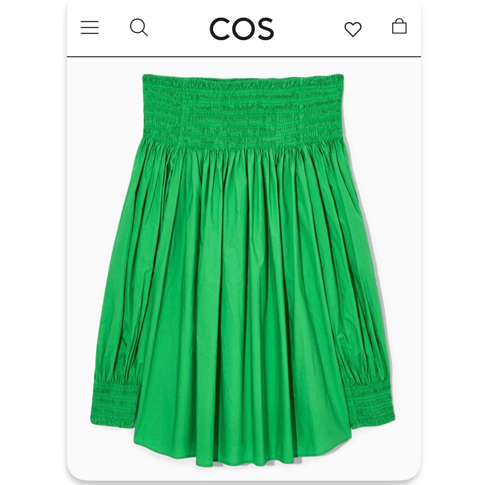 Rare‼️NWT COS Green Bubble Bare Shoulder with Smocked Pleats